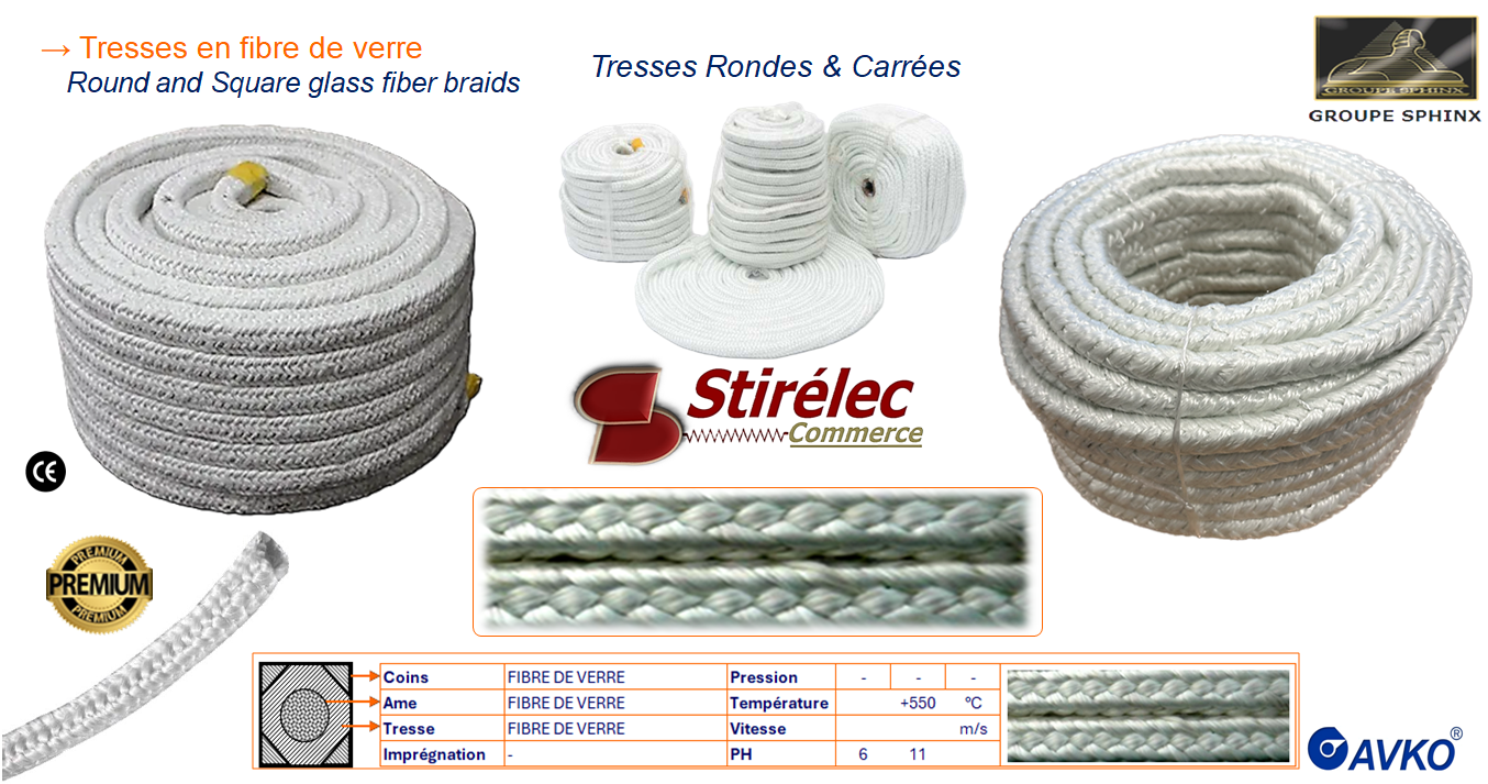 Image du produit Tresses Rondes & Carrées en fibres de verre